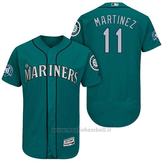 Maglia Baseball Uomo Seattle Mariners Edgar Martinez Aqua Number Retirement